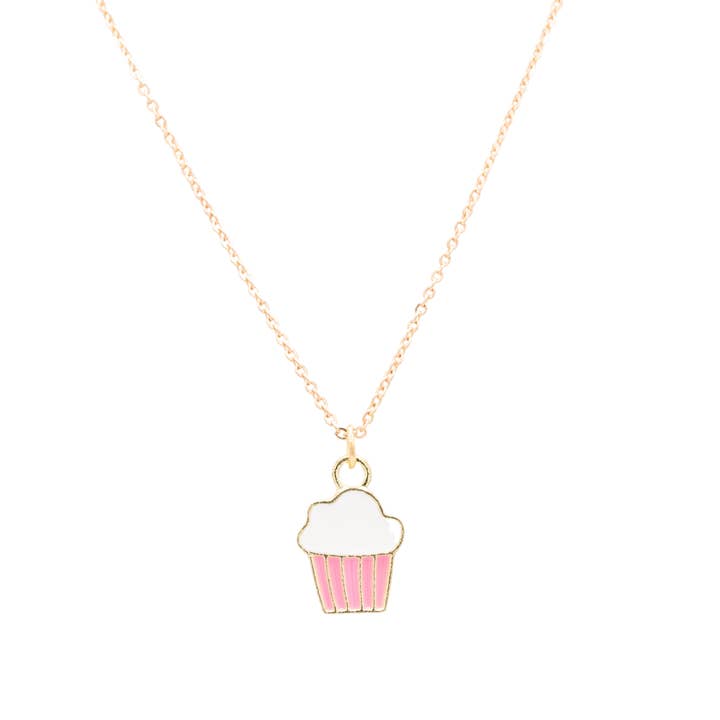 Mini Cupcake Enamel Charm Pendant Children Necklace Gift for wholesale by Rebecca Accessories LLC