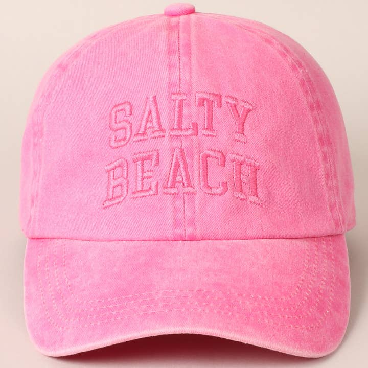 Fashion City - Wholesale Baseball Cap - Women's - Salty Beach Text Embroidery Baseball Cap