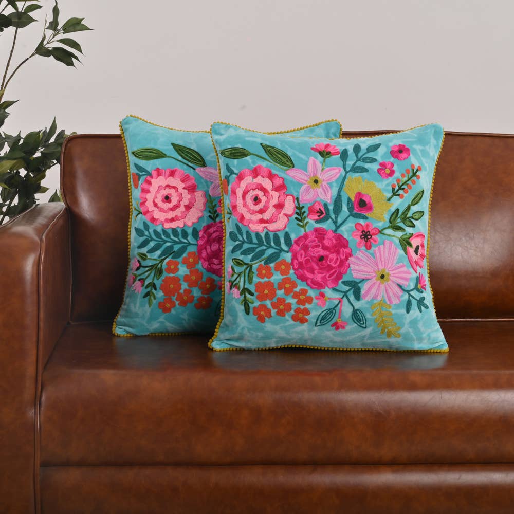 Karma Living – wholesale Dekorativ kudde – 2ABCC23377_SB18 UPPSÄTTNING 2 SPRING SOFT BLUE KUDDE 18x184