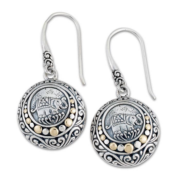 SS/18k runda elefant Design örhängen för wholesale av Eli Pebble