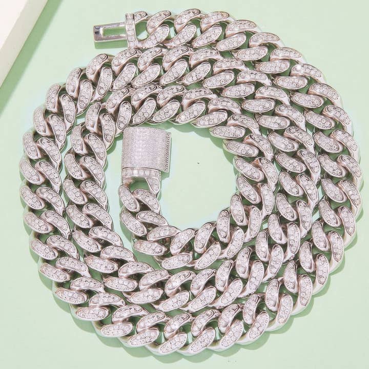 Sparkile - Wholesale Link & Chain Necklace - 12mm Moissanite Cuban Link Chain Necklace