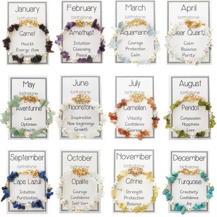 Colección de Pulseras de Cristales de Piedras de Nacimiento del Zodiaco para venta al por mayor de Otterware