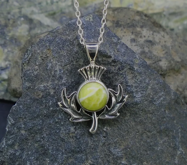 Two Skies Scotland – wholesale Pendant/charm necklace – Scottish Highland Marble Sterling Silver Thistle Pendant1