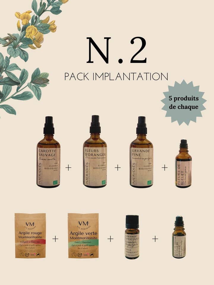 Pack de implantación con productos orgánicos y aceites esenciales para venta al por mayor de VIA MERIDIES