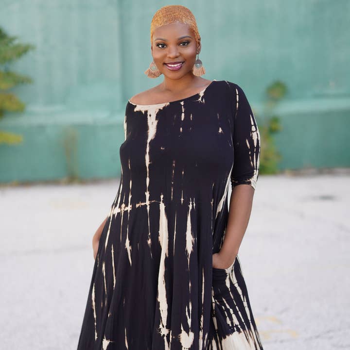 Nina Cheyenne Apparel - Wholesale Dress - Women's - Dark Brown Tie Dye Asymmetrical Maxi Dress