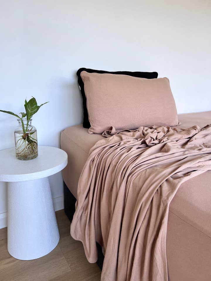 PREORDER - Bamboo Fitted Sheet - Beige for wholesale by FROM ZION
