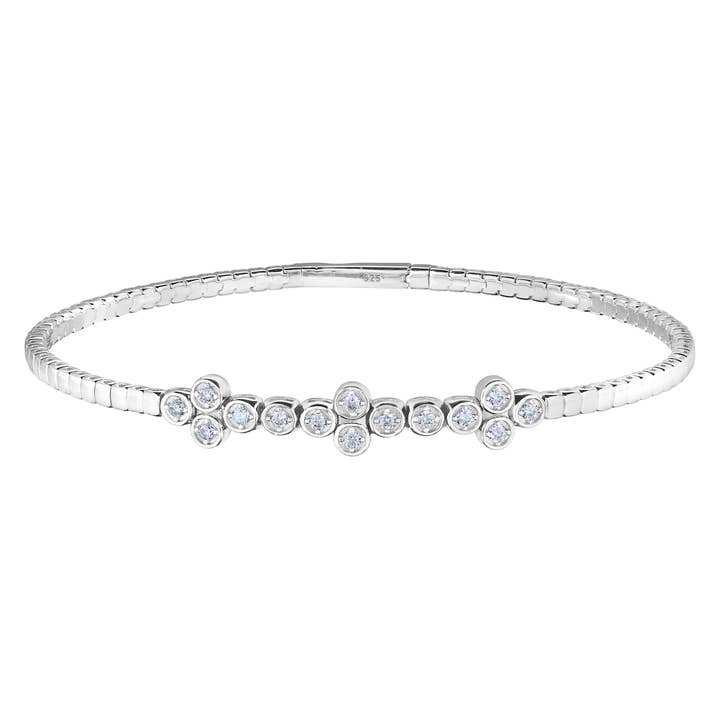 Platinum Finish Sterling Silver Flexible Bracelet for wholesale by Kelly Waters
