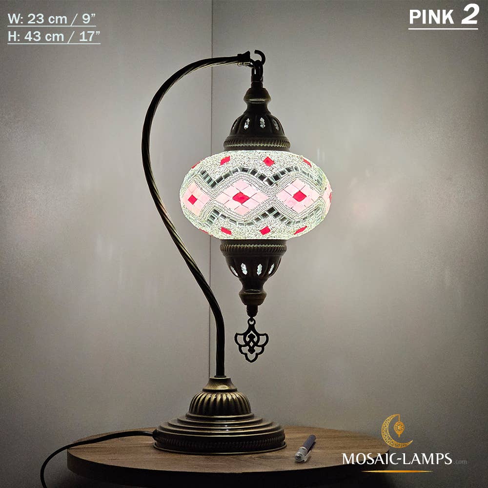 Mosaic Lamps - Wholesale Accent/Desk Lamp - 10+Colors - Gooseneck Large Globe Mosaic Table Lamp, Turkish60