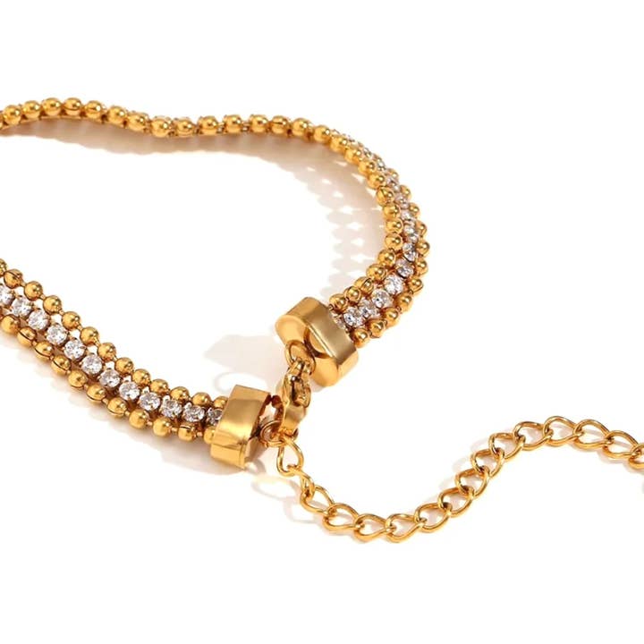 HoopLa - Wholesale Link & Chain Bracelet - Cecile Chain and Tennis Bracelet- Steel- 14L