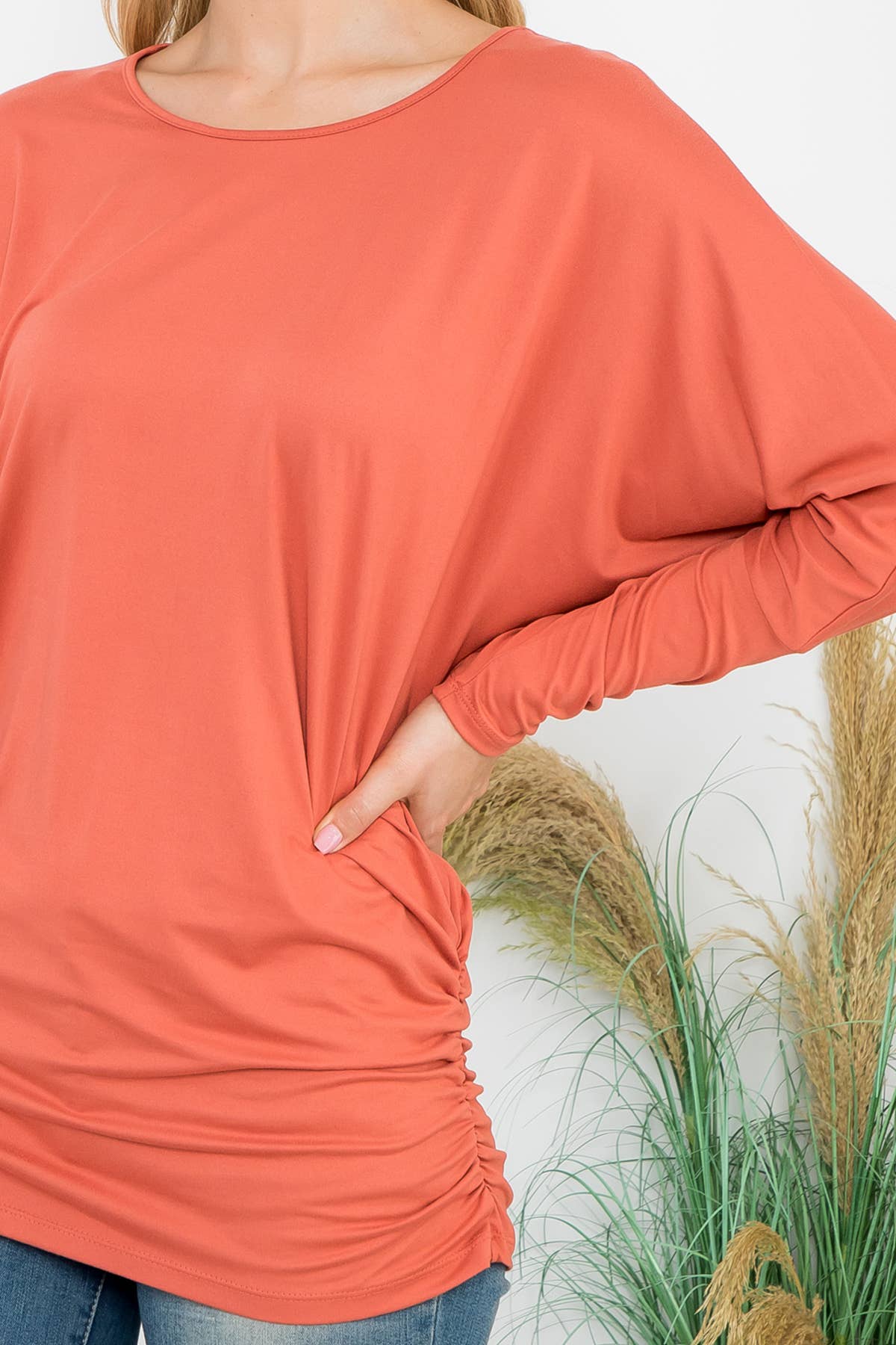 MYS Wholesale Inc - Vente Tunique – femme - Haut uni à manches longues Dolman avec détails en forme de tunnel61