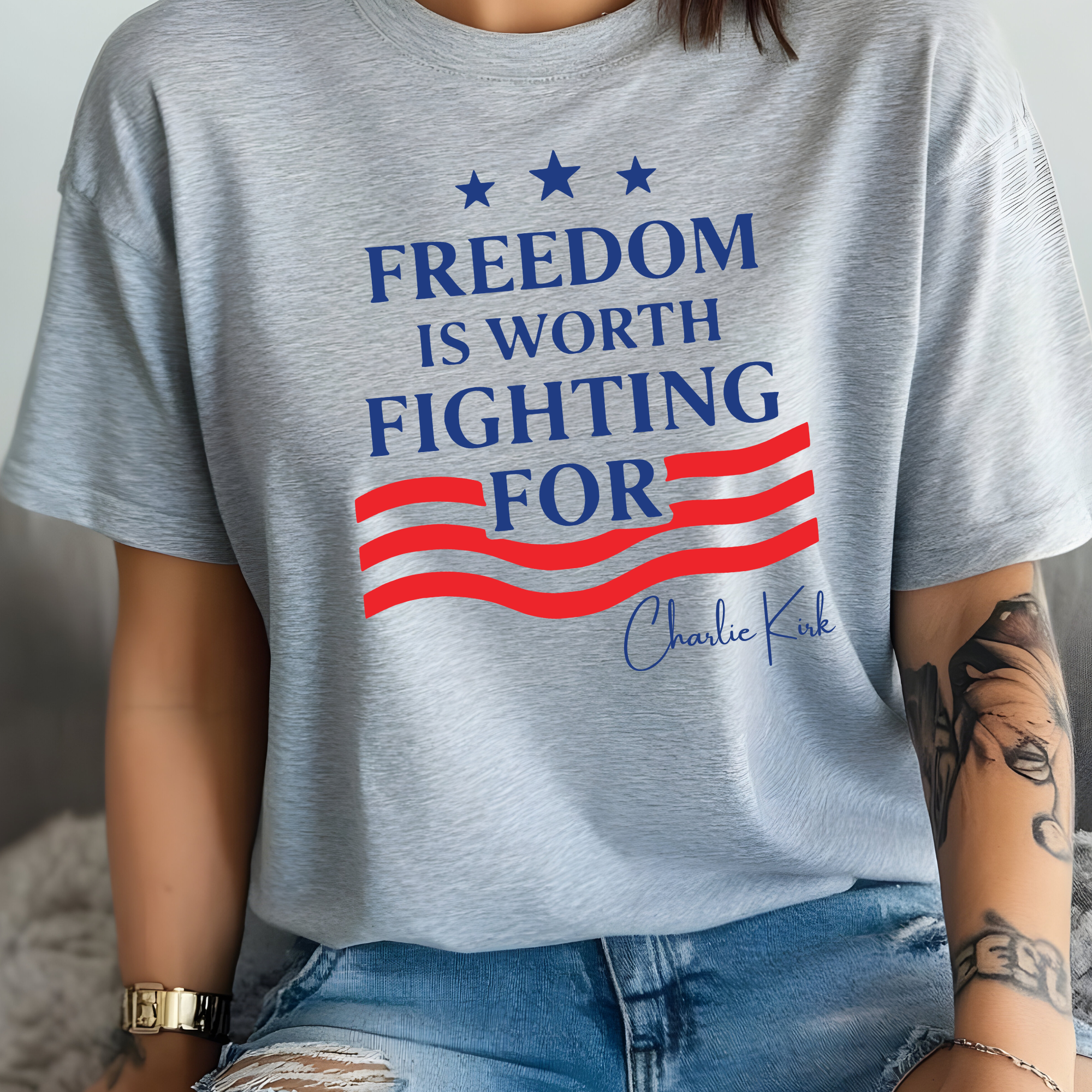 RusticPrintStudio – wholesale Screen printed t-shirt – Women′s – Freedom Charlie Kirk T Shirt Protest T-Shirt Activist Shirt 0