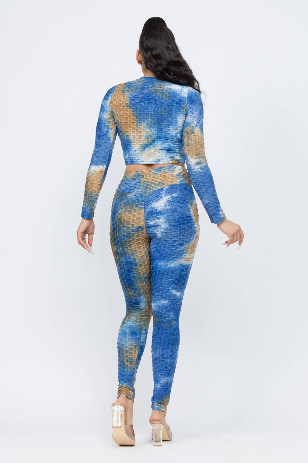 Julia by LoveJ - Wholesale Top & Pant Set (NOT Loungewear) - Women's - Honeycomb TieDye Shirring Tie Top And Leggings Set4