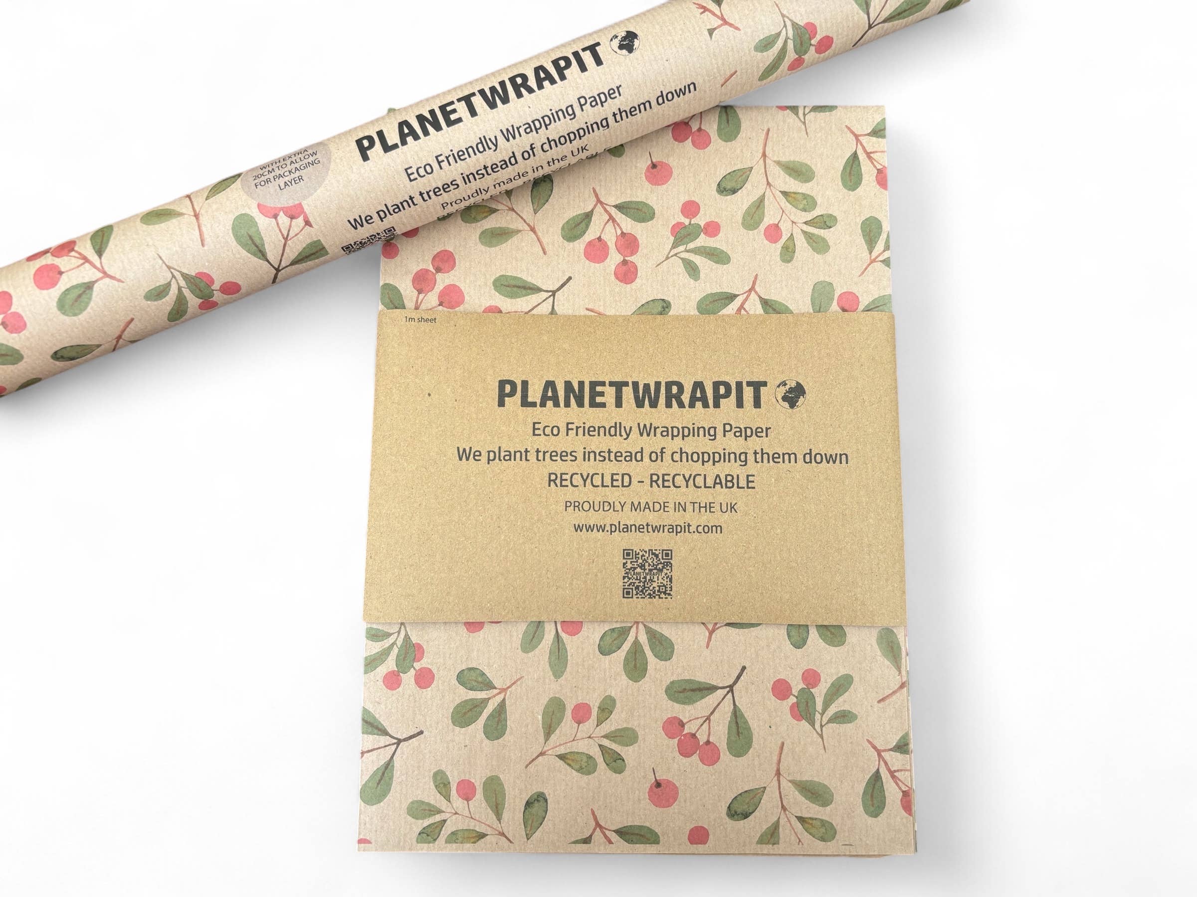 PlanetWrapIt - Vente Rouleau de papier cadeau - Papier cadeau recyclé en kraft écologique avec gui de Noël7