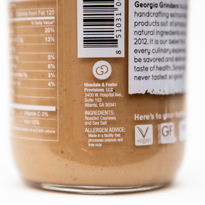 Georgia Grinders - Wholesale Nut Butter - Georgia Grinders Creamy Cashew Butter (6 Pack)