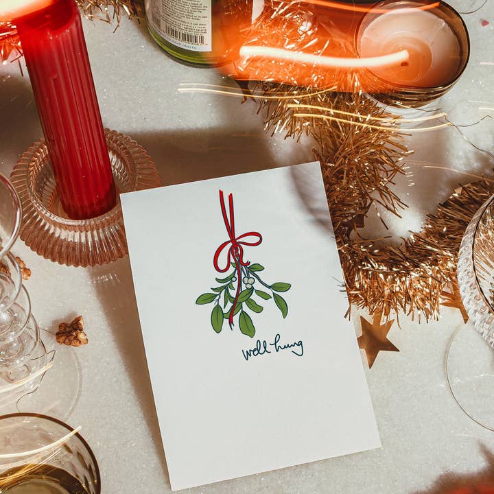 Hung | Holiday Card for wholesale by Too Sad To Party