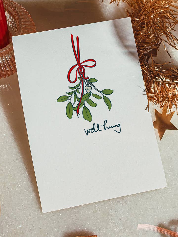 Hung | Holiday Card for wholesale by Too Sad To Party