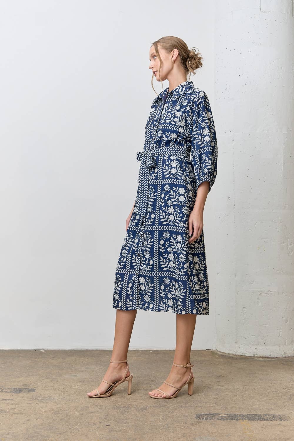 Polagram by Wellmade USA - Wholesale Dress - Women's - BORDER FLORAL PRINT SHIRT DRESS8