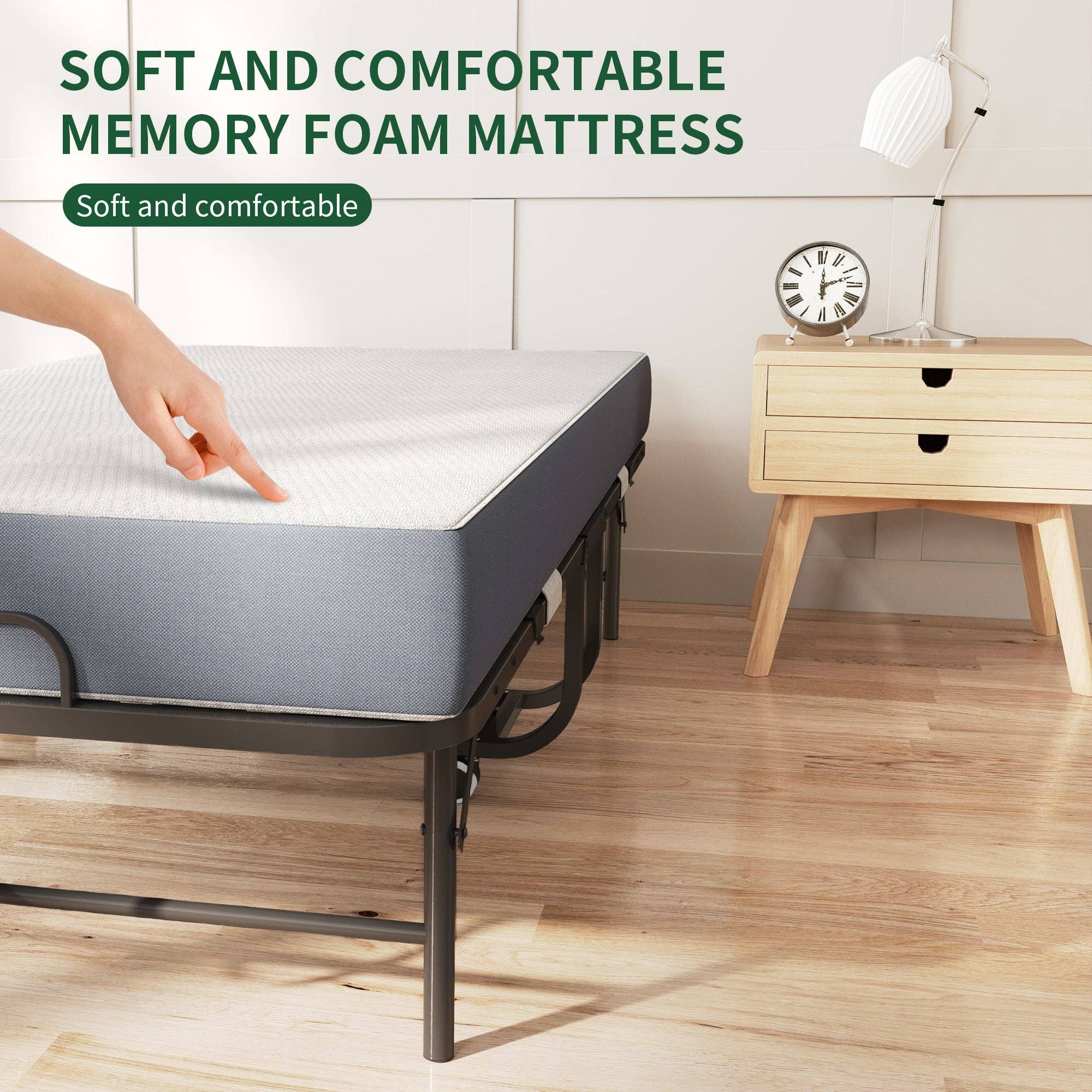 39F Inc. - Wholesale Bed - Twin Folding Bed:Memory Foam Mattress+Sturdy Metal Frame8