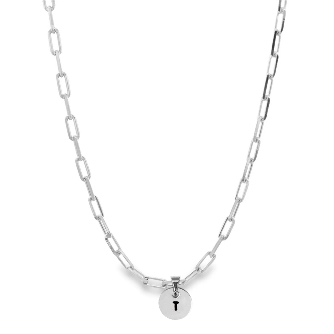 Camilla Limón - Wholesale Pendant/Charm Necklace - Initial Engraved Disk Necklace on Thick Paperclip Chain40