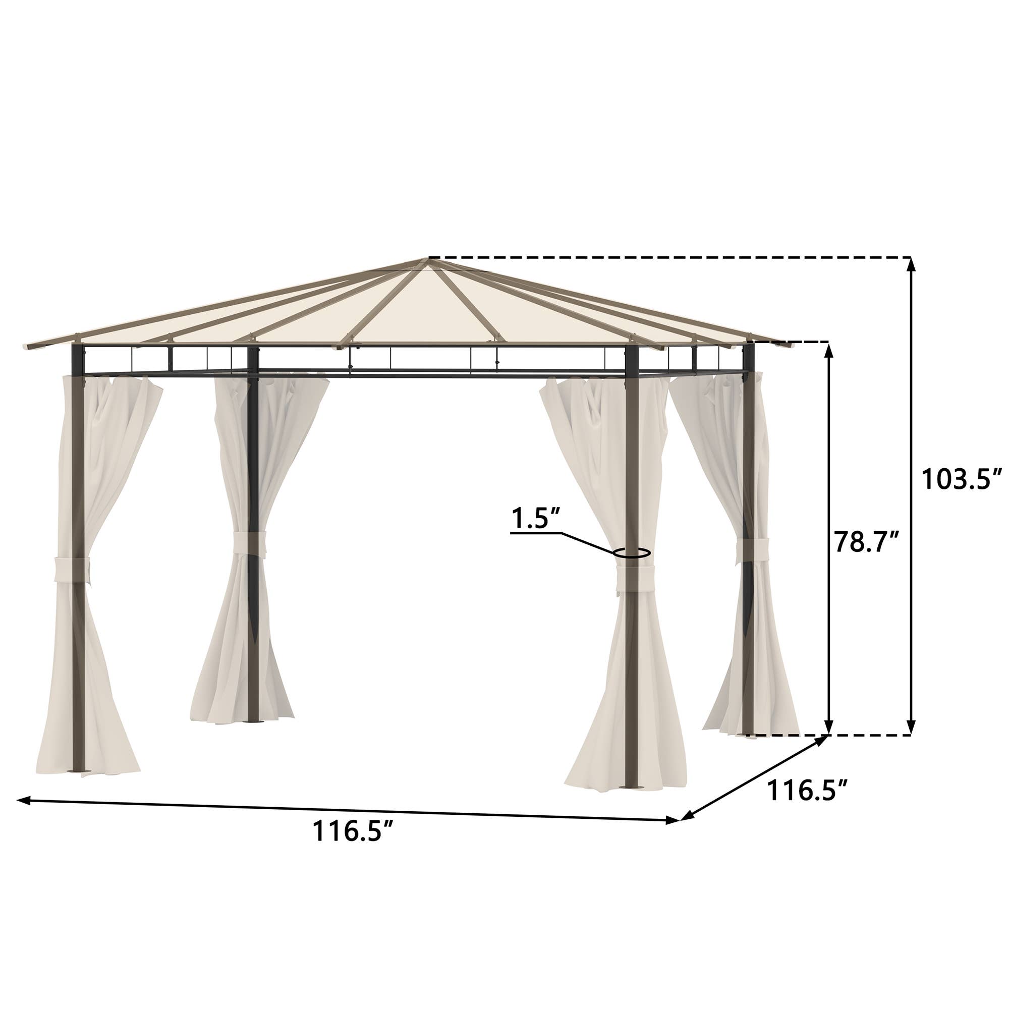 Abble – wholesale Patio umbrella – 10ft. x 10ft. Steel Outdoor Patio Gazebo with Curtains - Tan7