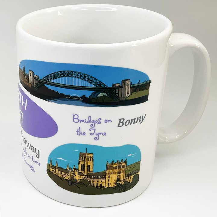 North east dialect and images mug for wholesale by Character Shop