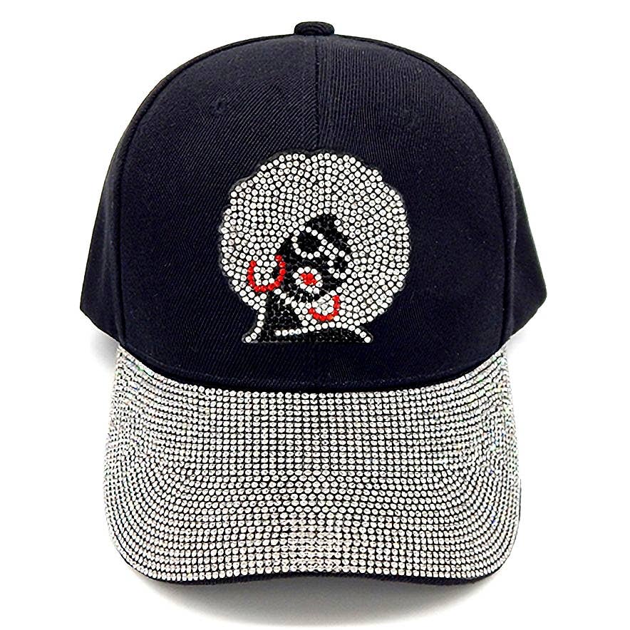 Black Clear Apro Girl Rhinestone Baseball Cap for wholesale on Faire0