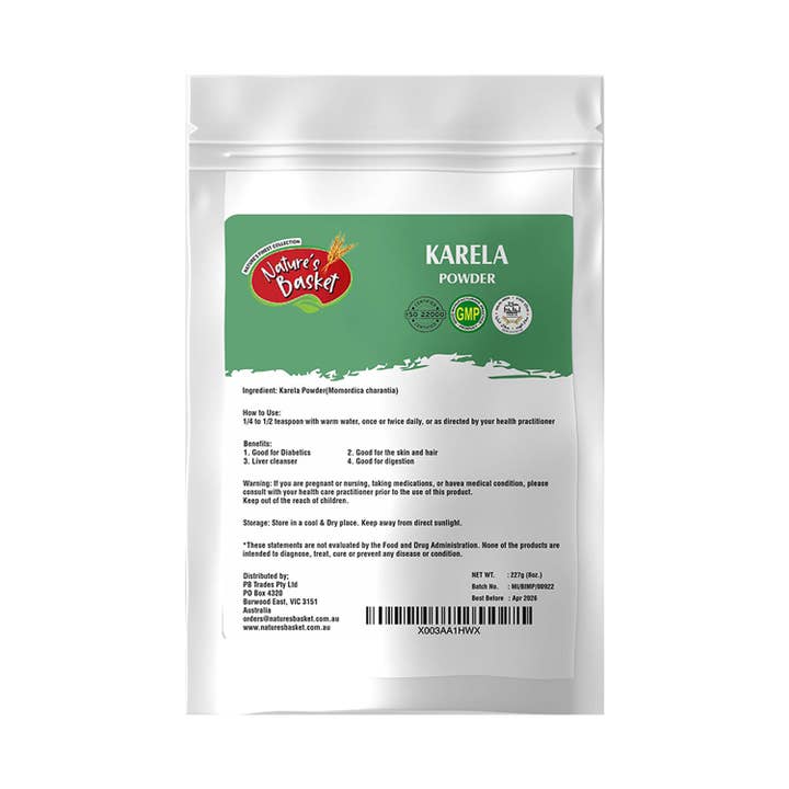 Natures Basket - Venta al por mayor Proteínas y superalimentos en polvo - Polvo de Karela (Melón Amargo) Nature's Basket 227g