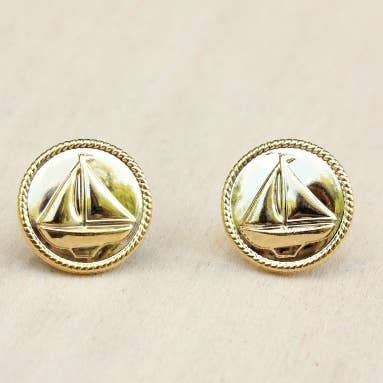 Gold Ship Studs for wholesale by Diament Jewelry