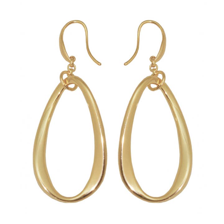 Boucles d'oreilles pendantes en or 18 carats EP de 2,4 pouces en forme d'ellipse pour la vente par Luxe on Main LLC