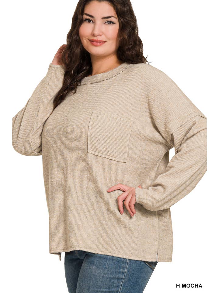 42POPS - Wholesale Knit Sweater - Women's - ",.SI-26742 Ribbed Brushed Melange Hacci Sweater9