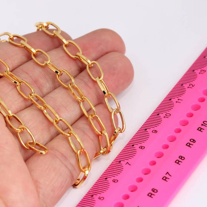 Chaîne à maillons ovales torsadés en or brillant 24k 5,5x10mm, CHK450 pour la vente par QueenJewelryM