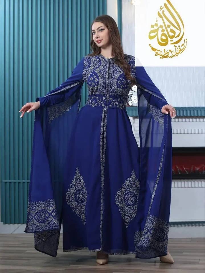 Palestinian Elegance - Wholesale Kaftan - Women's - Zahra Embroidered Slit-Sleeve Kaftan8