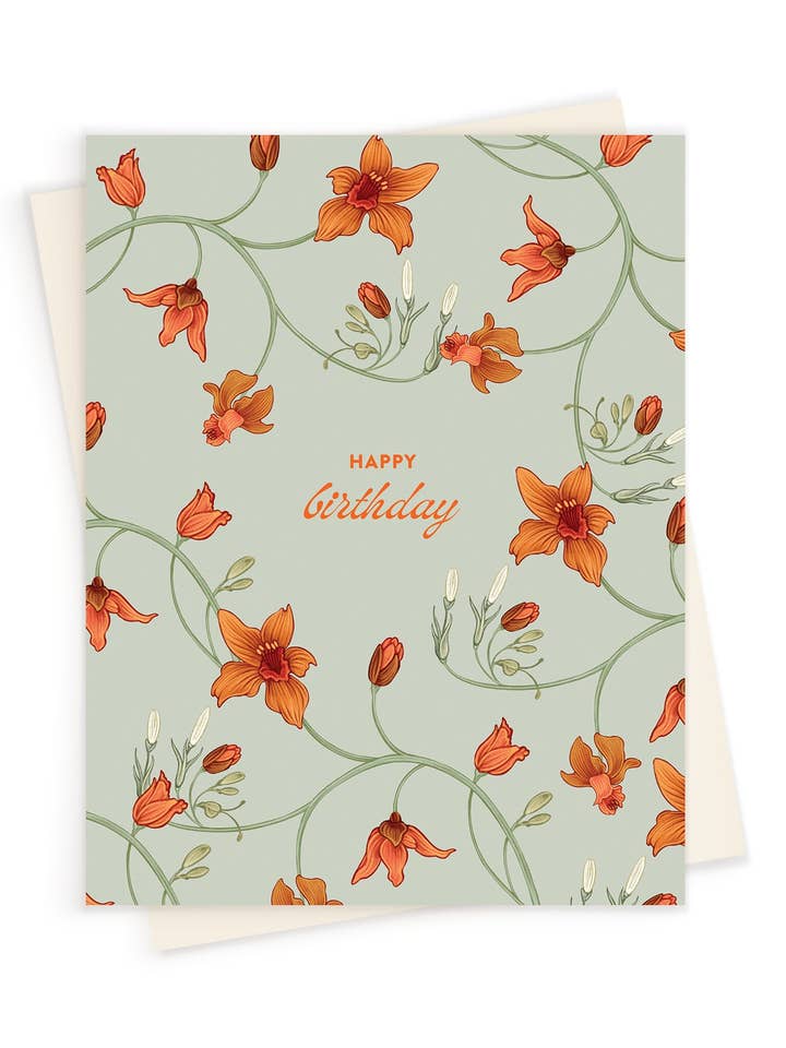 Buon Compleanno | Fiori Vaganti in Schiuma di Mare | Biglietto di Auguri per la vendita all'ingrosso da parte di LINNA