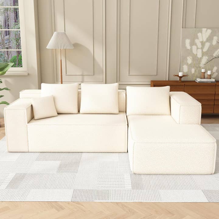 Modular Sectional Sleeper Sofa L-Shape Chaise White for wholesale on Faire