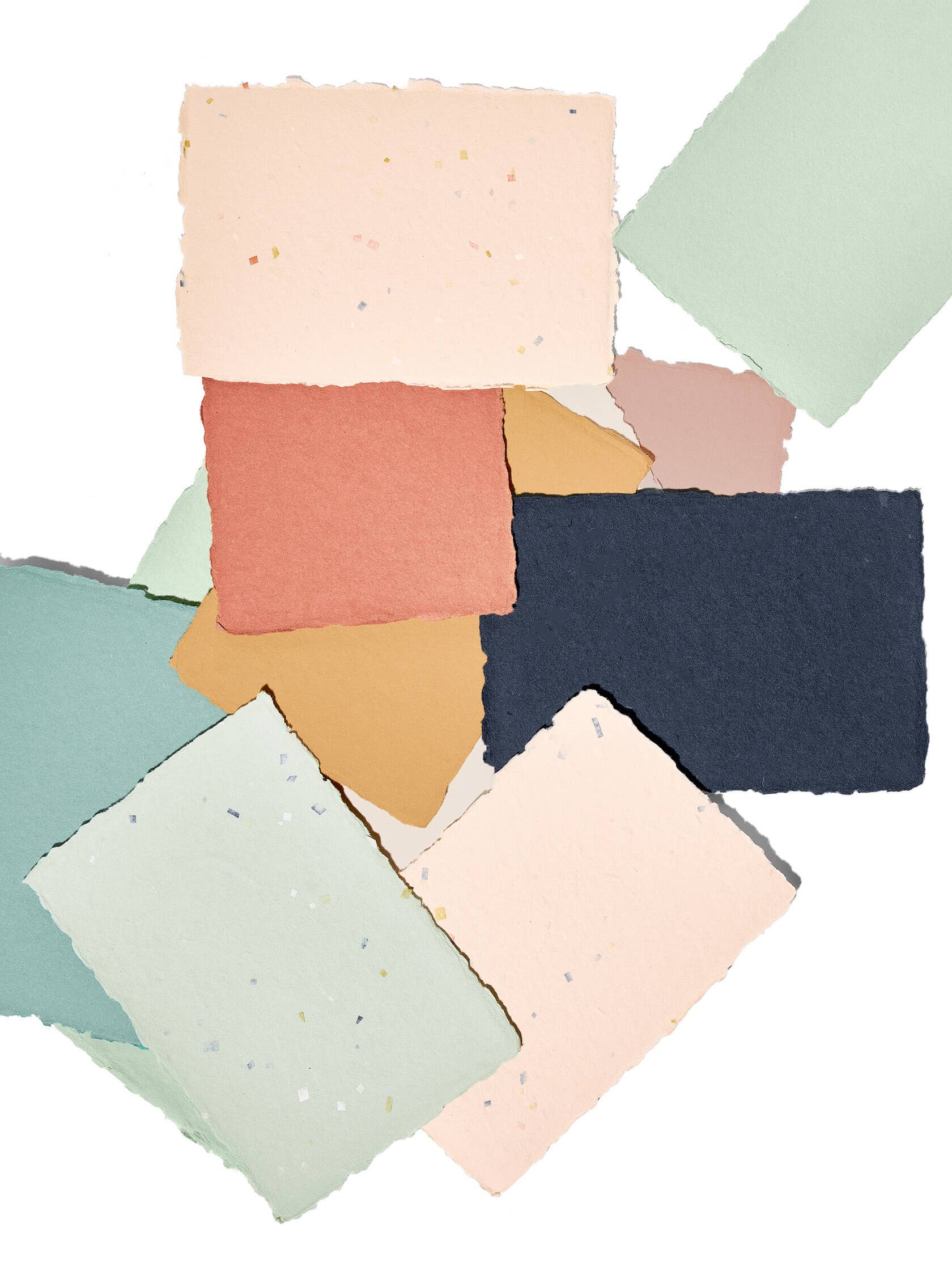 NOUVEL ÉTÉ - Wholesale Stationery/Notecard Set - 5 handmade papers & envelopes Terrazzo Jade4