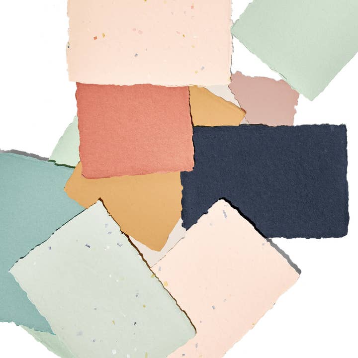 NOUVEL ÉTÉ - Wholesale Stationery/Notecard Set - 5 handmade papers & envelopes Terrazzo Jade4