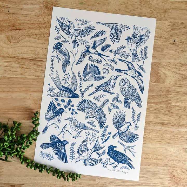 art print | blue birds for wholesale by ilikesara | art + goods