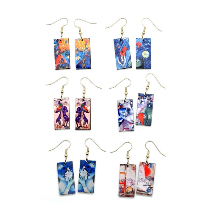 Chagall Art Dangle Earrings for wholesale by Dunitz & Company