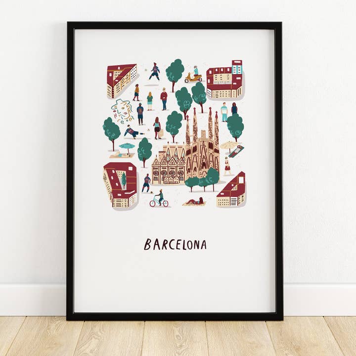 Barcelona City Print for wholesale by Alex Foster Illustration