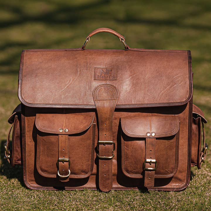 MaheTri LLC - Leather & Lifestyle Goods – wholesale Briefcase – Unisex – Vintage Leather Briefcase Messenger Bag