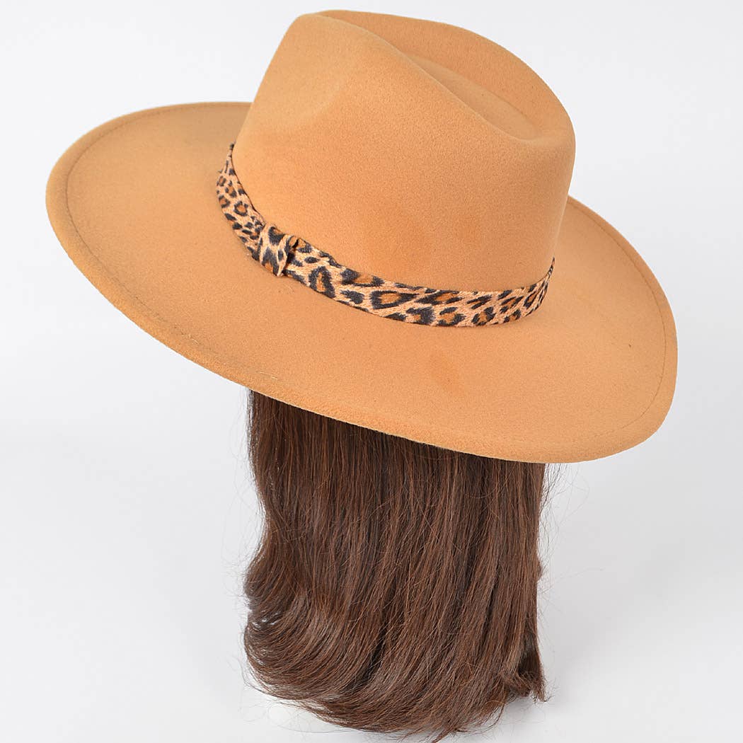 3AM BY H&D ACCESSORIES - Wholesale Fedora - Women's - Monotone Fedora With Leopard Detail.5