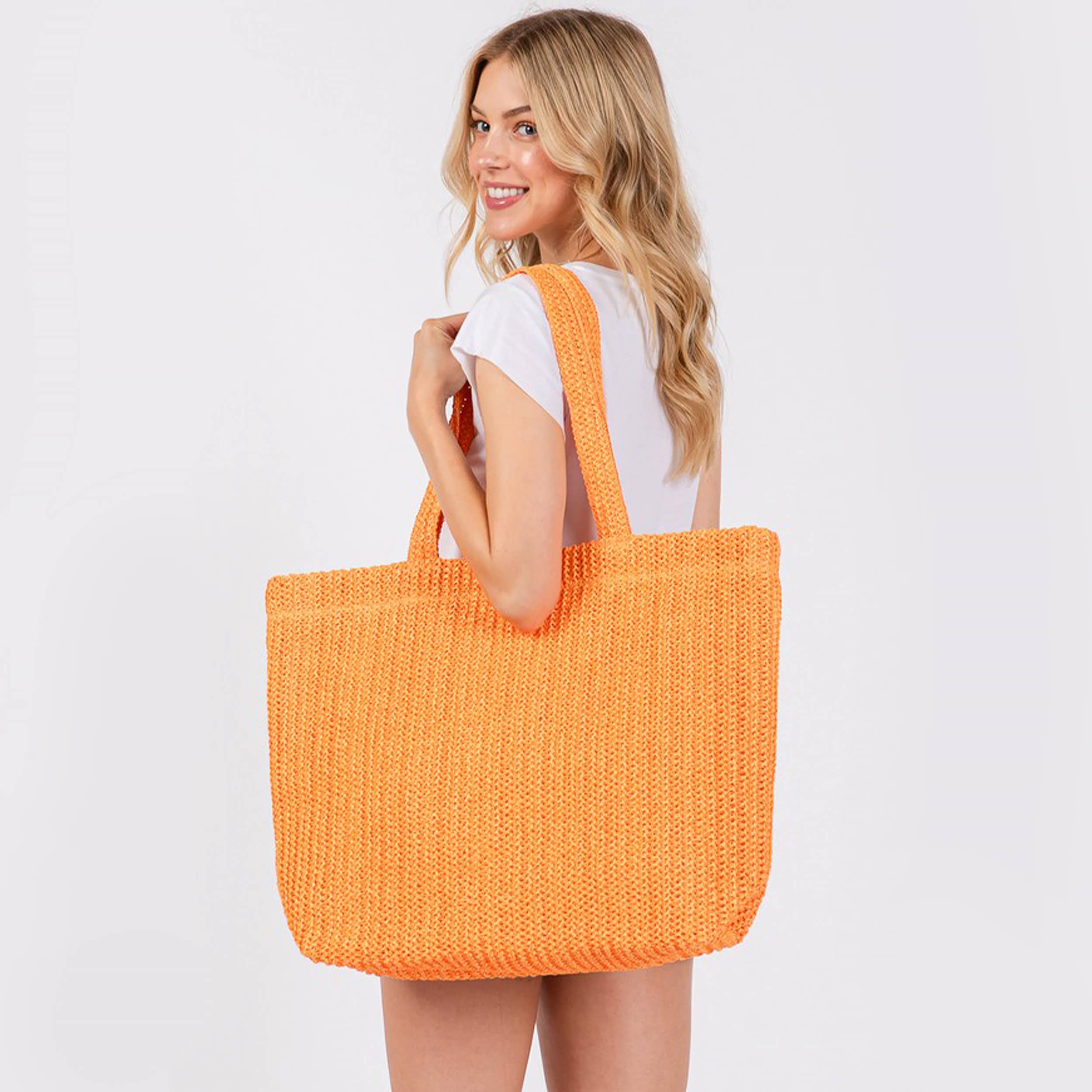 Hana - Wholesale Tote Bag - Women's - Solid Color Crochet Summer Straw Tote Bag24