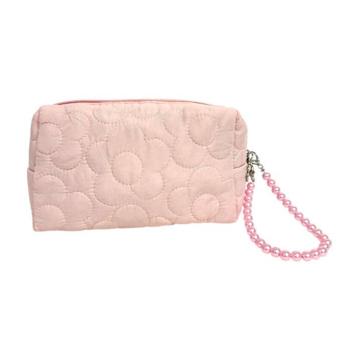 ASSORTED Solid Color Quilted Fabric Makeup Pouch JB5526-5 (12PC) for wholesale on Faire6