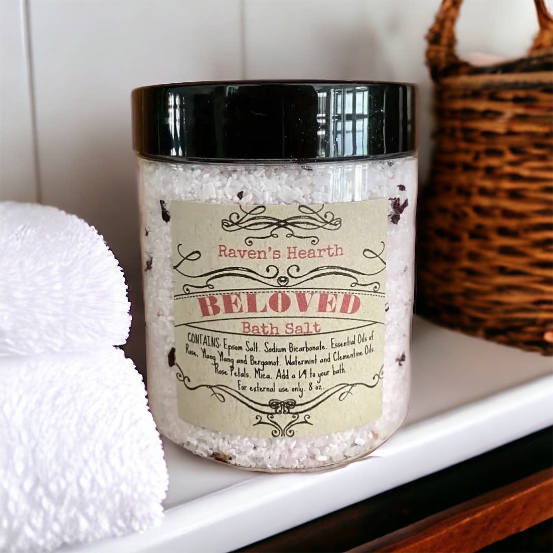 Raven’s Hearth - Venta al por mayor Sales de baño - Sales de baño Beloved | Perfumado a rosa y menta acuática | Hecho a mano2