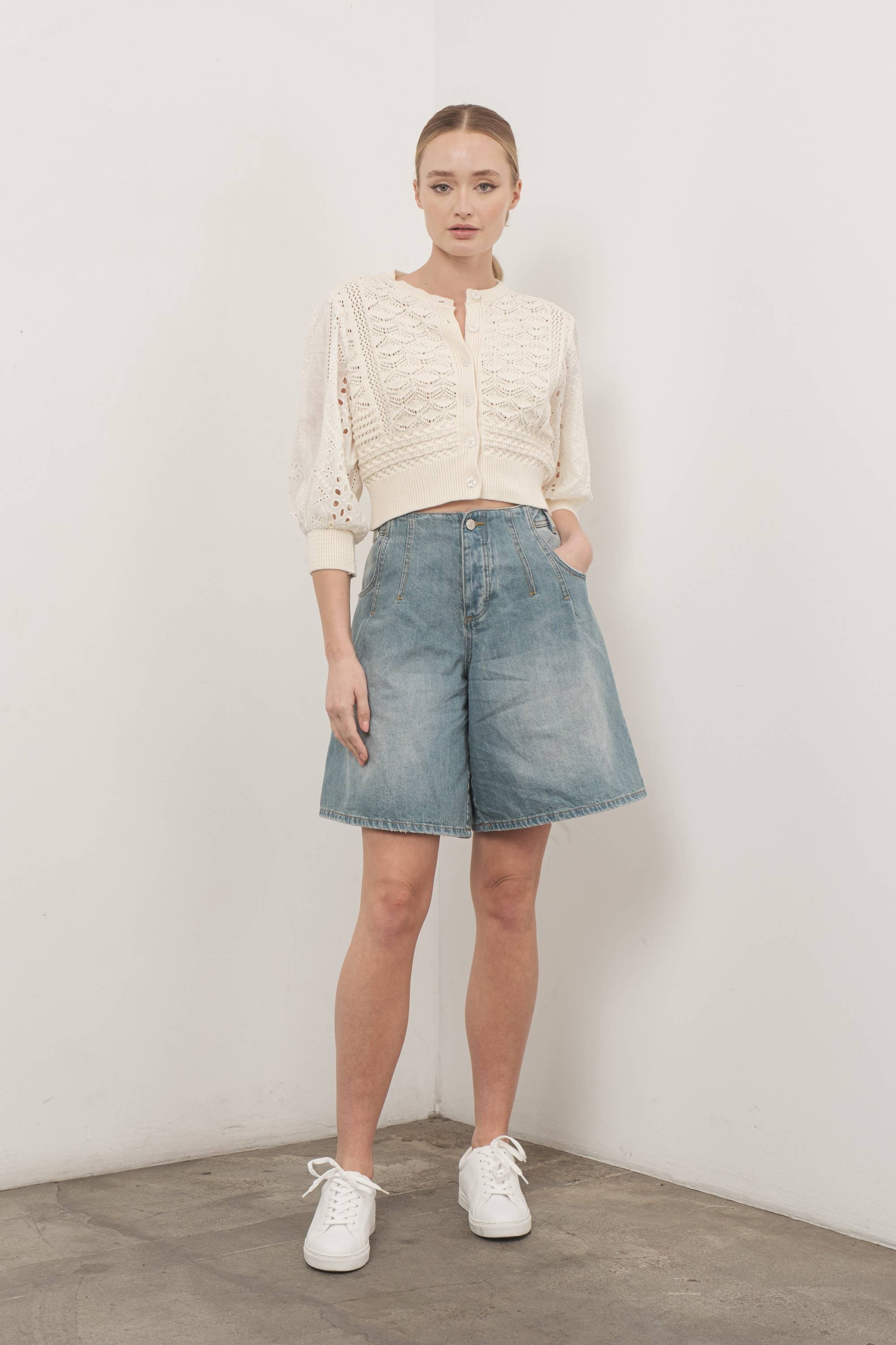 Aaron & Amber – Engroshandel Cardigan - Dame – MAS2722 HENDRY 3/4 ÆRMER GENNEMGÅENDE CARDIGAN2