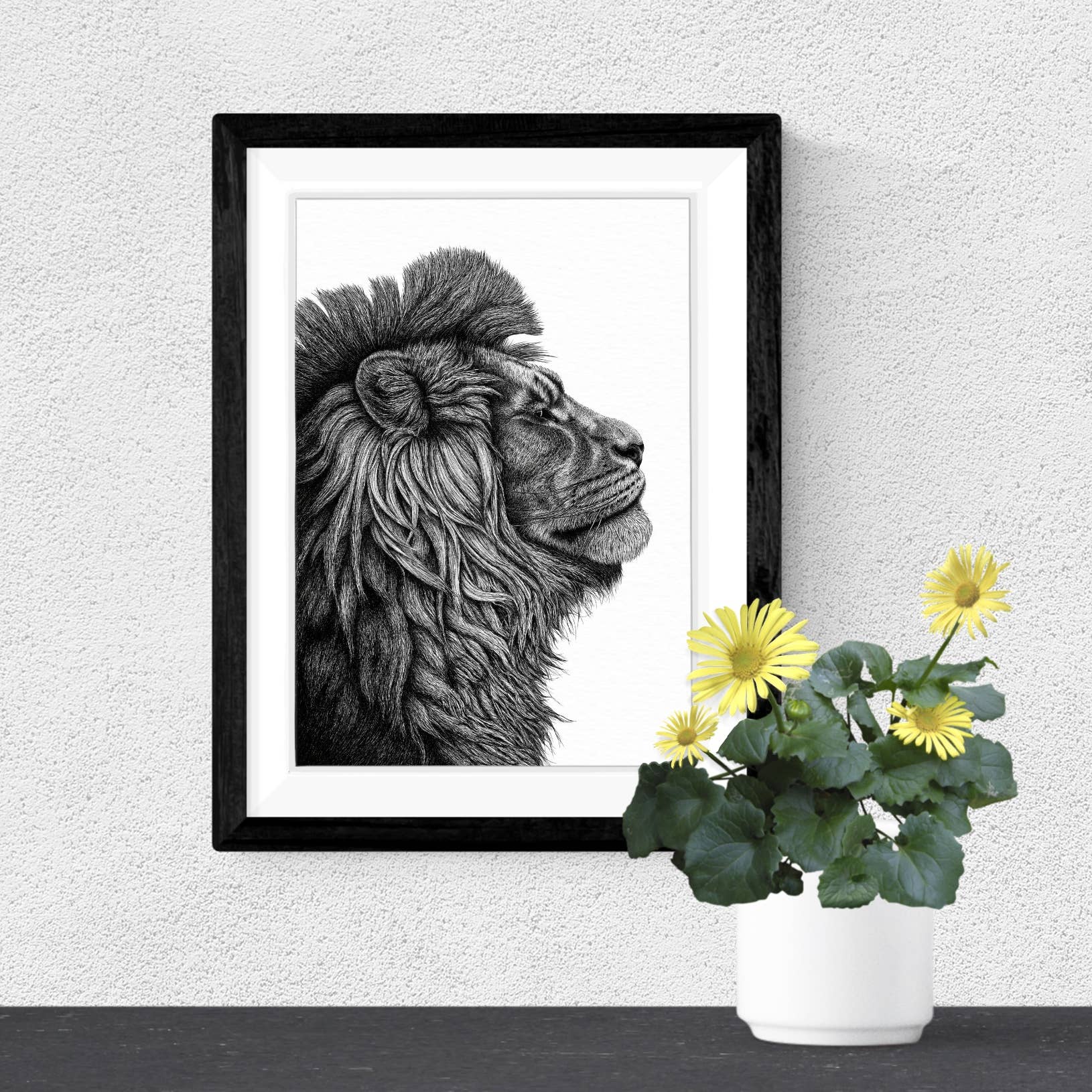 Wild Lines - Wholesale Art Print - Black and White Animal Art Print - Stylish A4 Lion Wall Art5