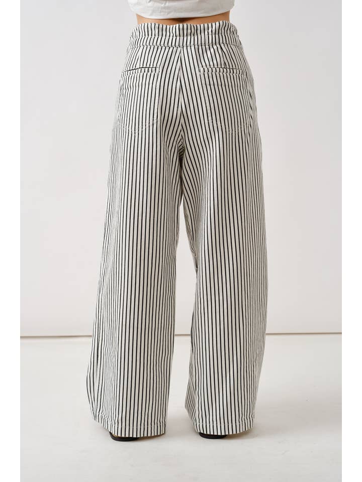 MAP3311 STRIPE WIDE LEG PANTS WITH ROPE BELT for wholesale on Faire