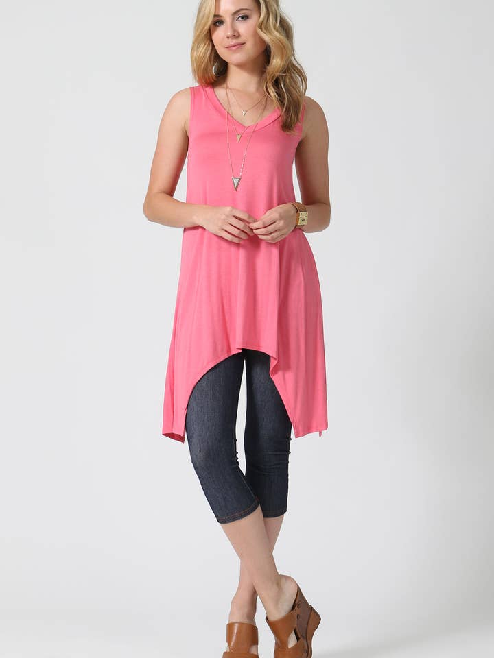 .SI-1568 Sidetail vneck tunic for wholesale by 42POPS