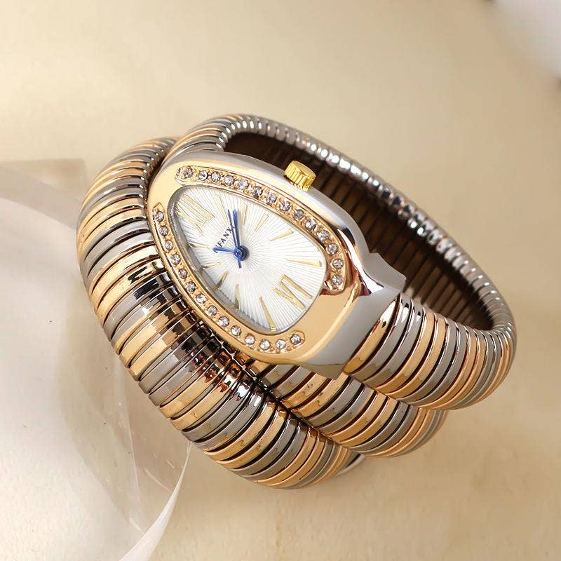 WoodWristCo - Wholesale Wrist Watch - Women's - Vintage Snake Ladies' Fashion Bangle Watch10
