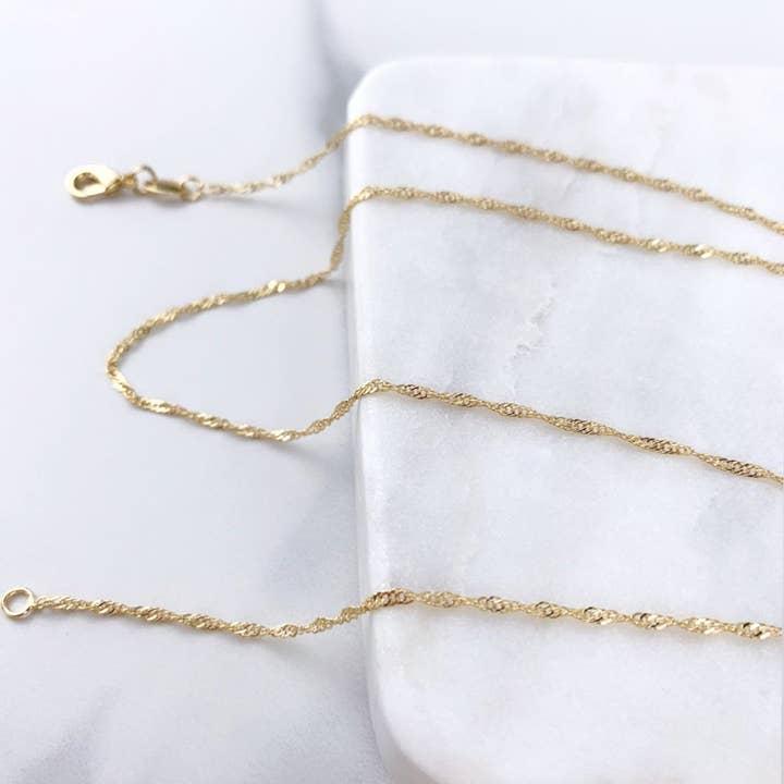 Luxus Accessories - Wholesale Link & chain necklace - 18k Gold Filled 1mm Singapore Chain7